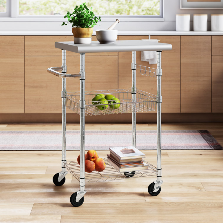 Dotted Line™ Joey 28.62'' Wide Rolling Kitchen Cart with Stainless